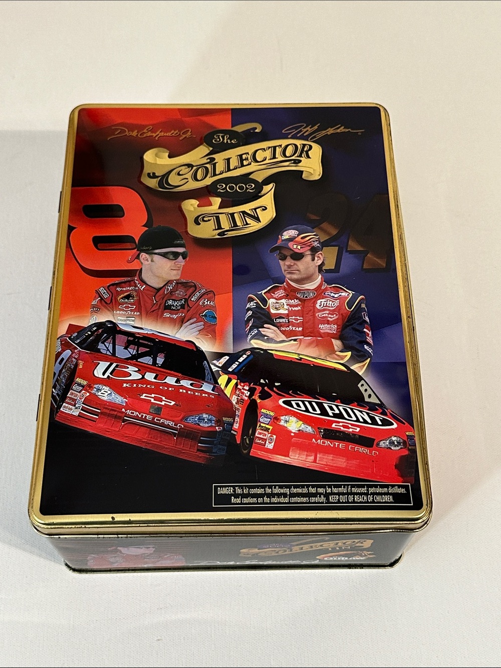 2002 - NASCAR - DALE EARNHARDT JR / JEFF GORDON LARGE COLLECTORS TIN